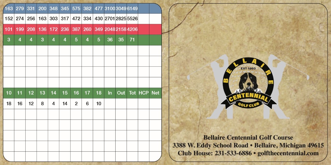 Scorecard The Centennial Golf Club